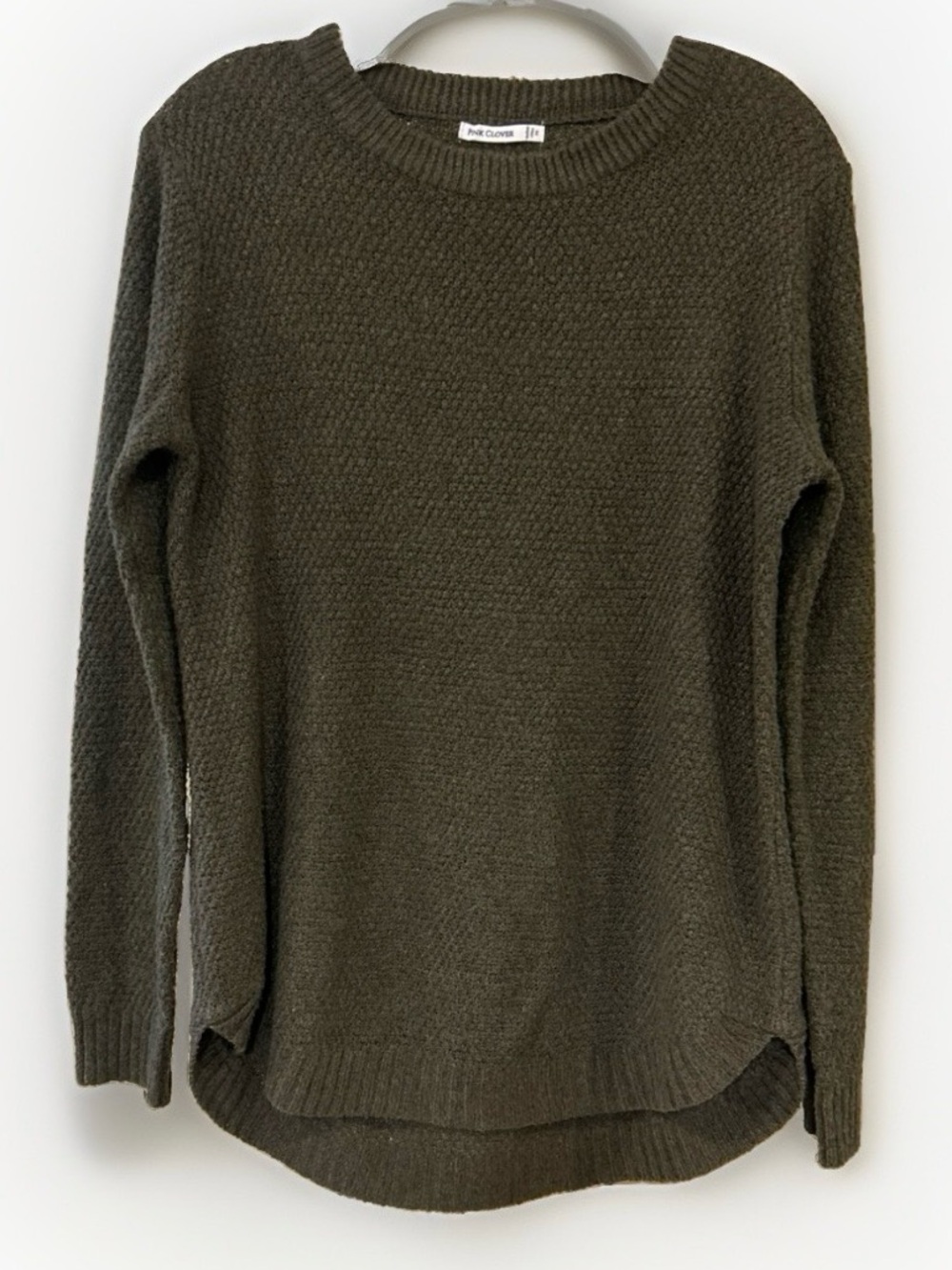 Pink Clover Women’s Olive Green Textured Knit High Low Sweater M